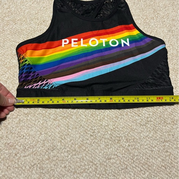 Peloton x WITH Pride Flag Noir High Neck Sports Bra. Size Medium. Rainbow. - Picture 2 of 8